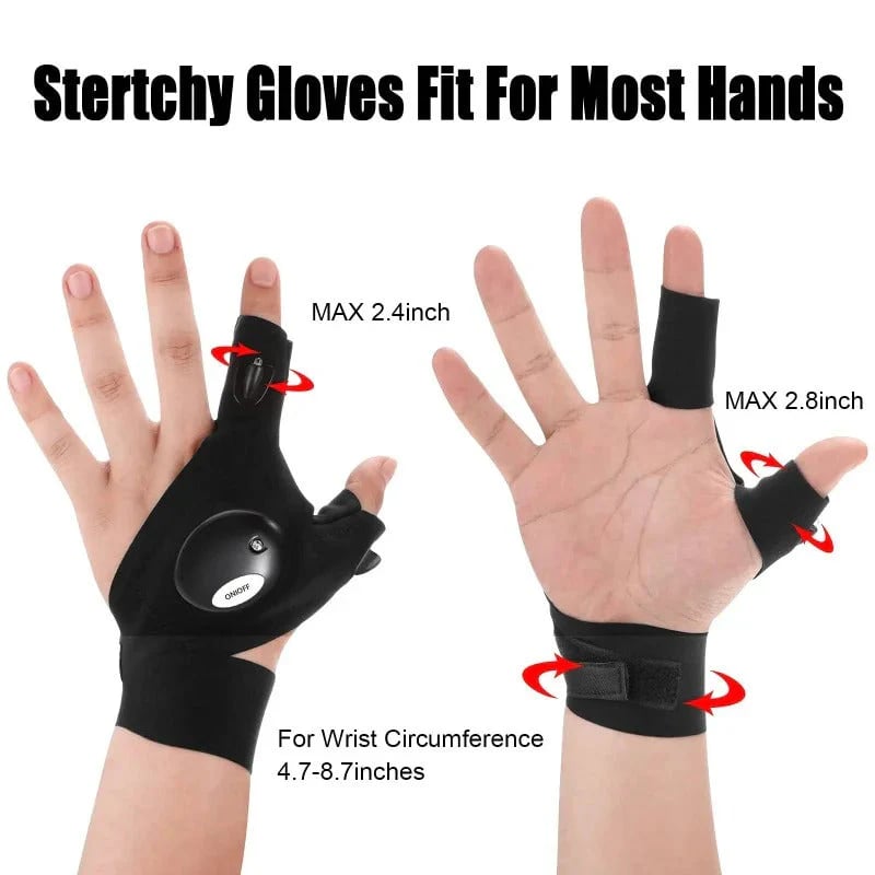 🔥Last Day 49% OFF - LED Flashlight Waterproof Gloves - Practical Durable Fingerless Gloves
