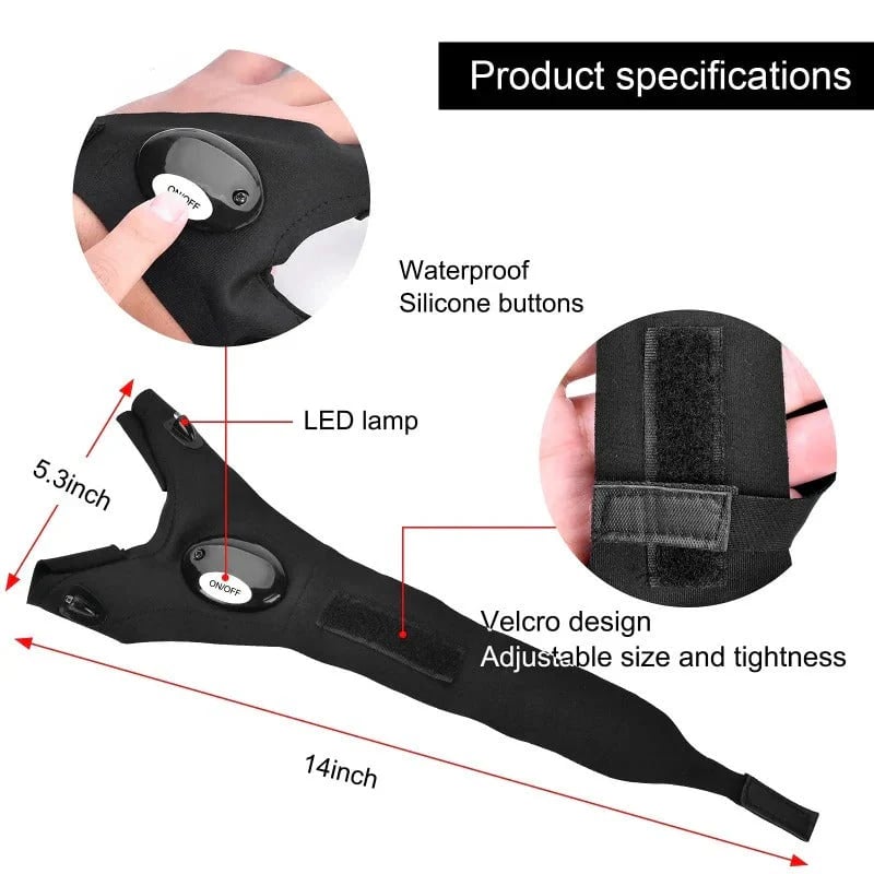 🔥Last Day 49% OFF - LED Flashlight Waterproof Gloves - Practical Durable Fingerless Gloves