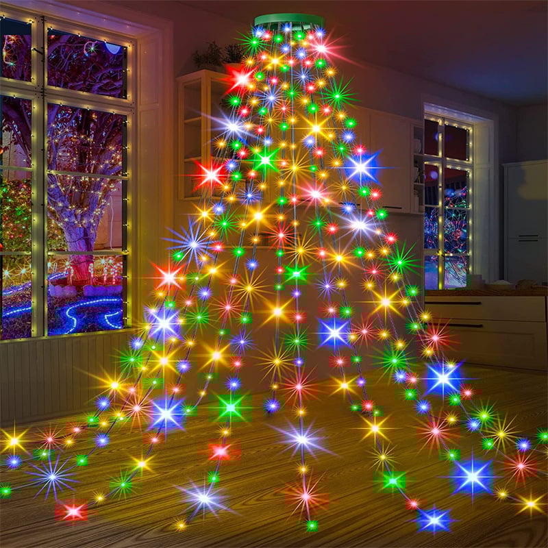 🎄Last Day 49% OFF - 🔥Christmas Tree Waterfall Lights with Ring