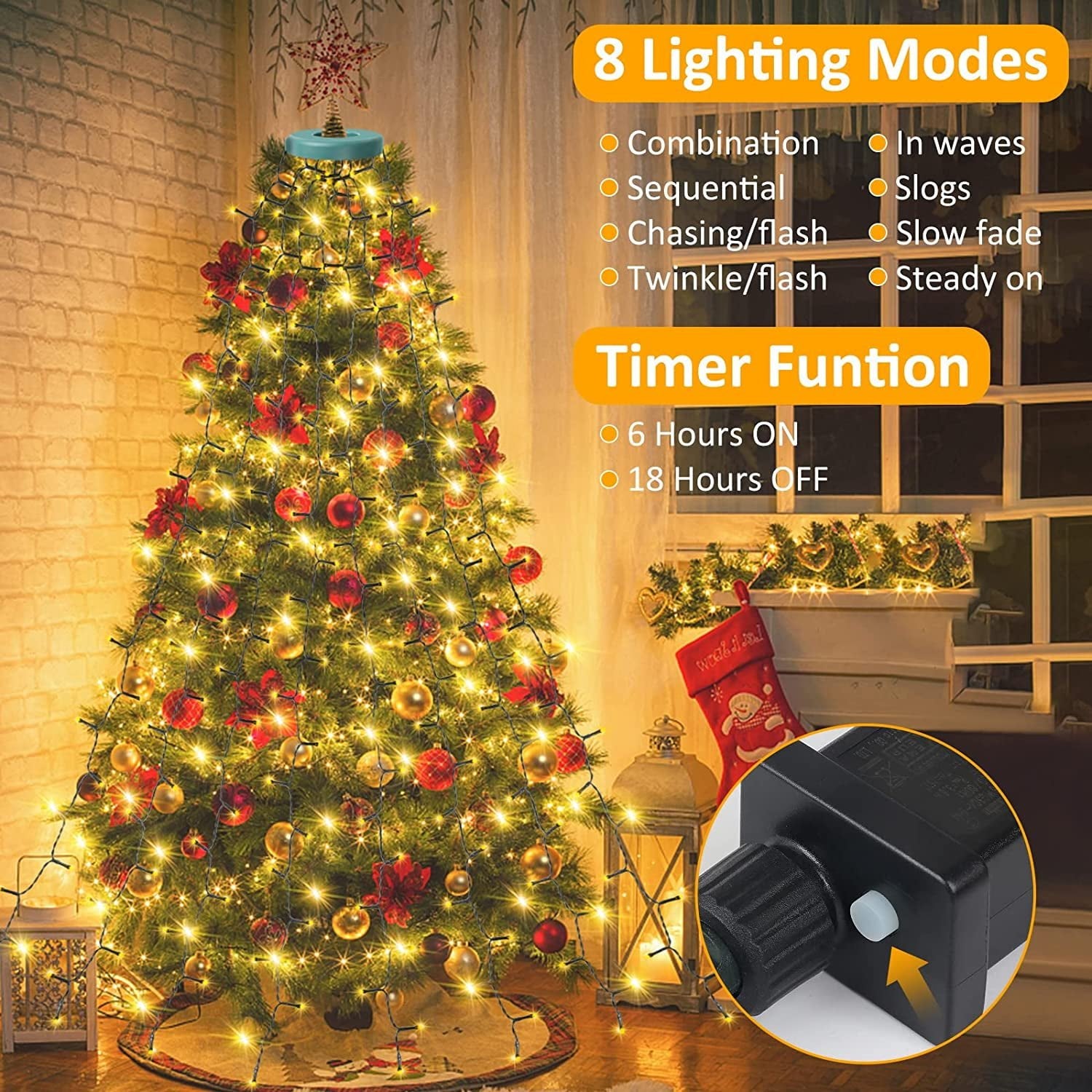 🎄Last Day 49% OFF - 🔥Christmas Tree Waterfall Lights with Ring