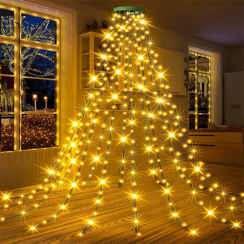 🎄Last Day 49% OFF - 🔥Christmas Tree Waterfall Lights with Ring