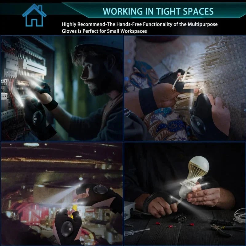 🔥Last Day 49% OFF - LED Flashlight Waterproof Gloves - Practical Durable Fingerless Gloves