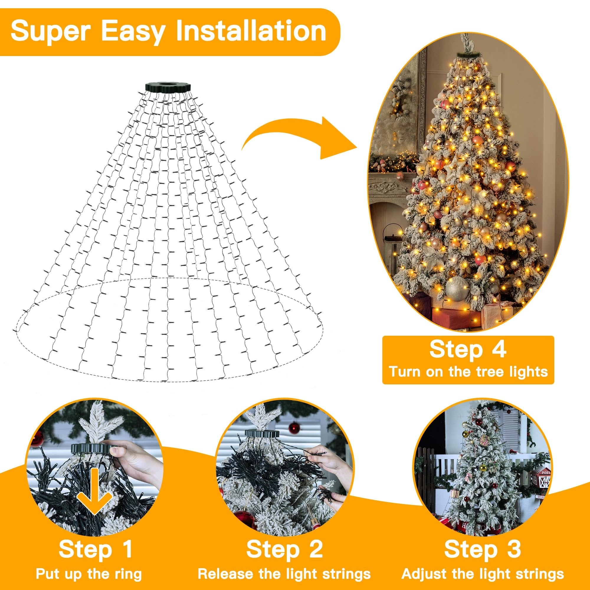 🎄Last Day 49% OFF - 🔥Christmas Tree Waterfall Lights with Ring