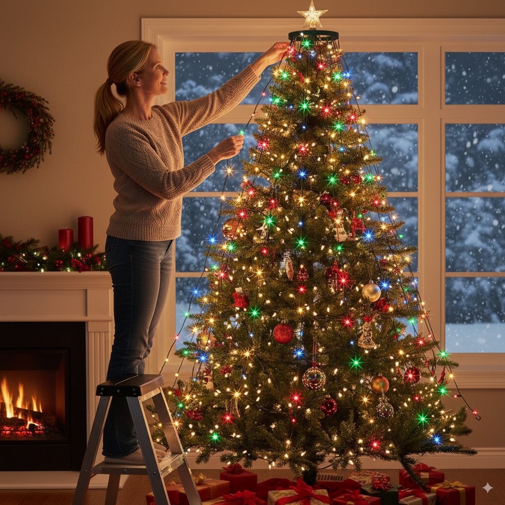 🎄Last Day 49% OFF - 🔥Christmas Tree Waterfall Lights with Ring
